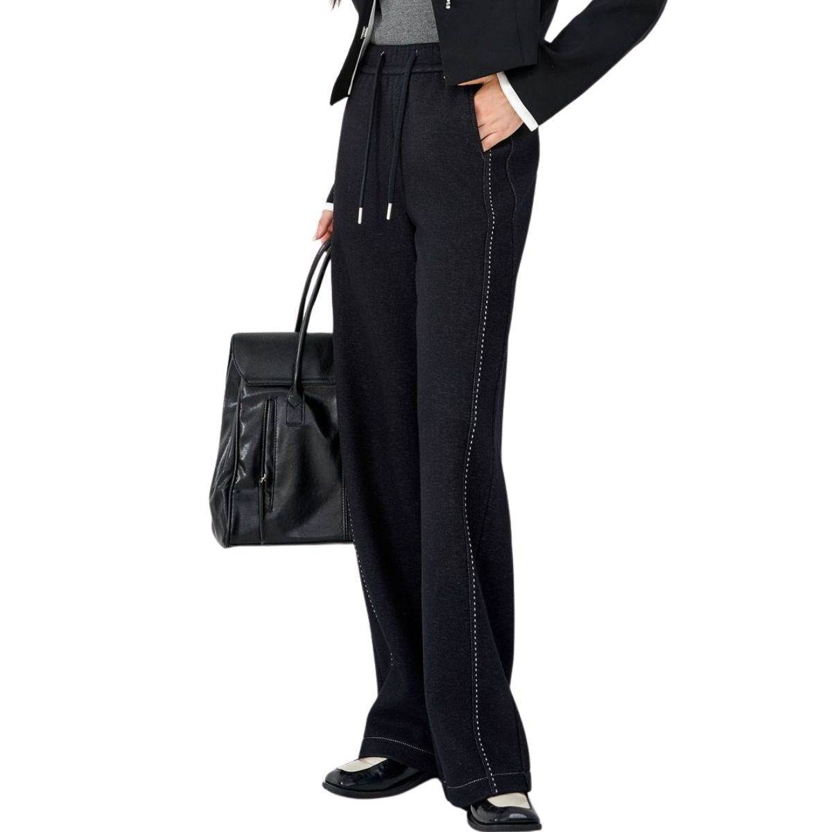 Women's Knit Denim Wide-Leg Pants