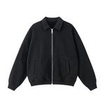 Relaxed Zip-Front Solid Color Sweatshirt