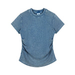 Slim Fit Pleated Waist Washed Cotton Tee 280gsm