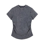 Slim Fit Pleated Waist Washed Cotton Tee 280gsm