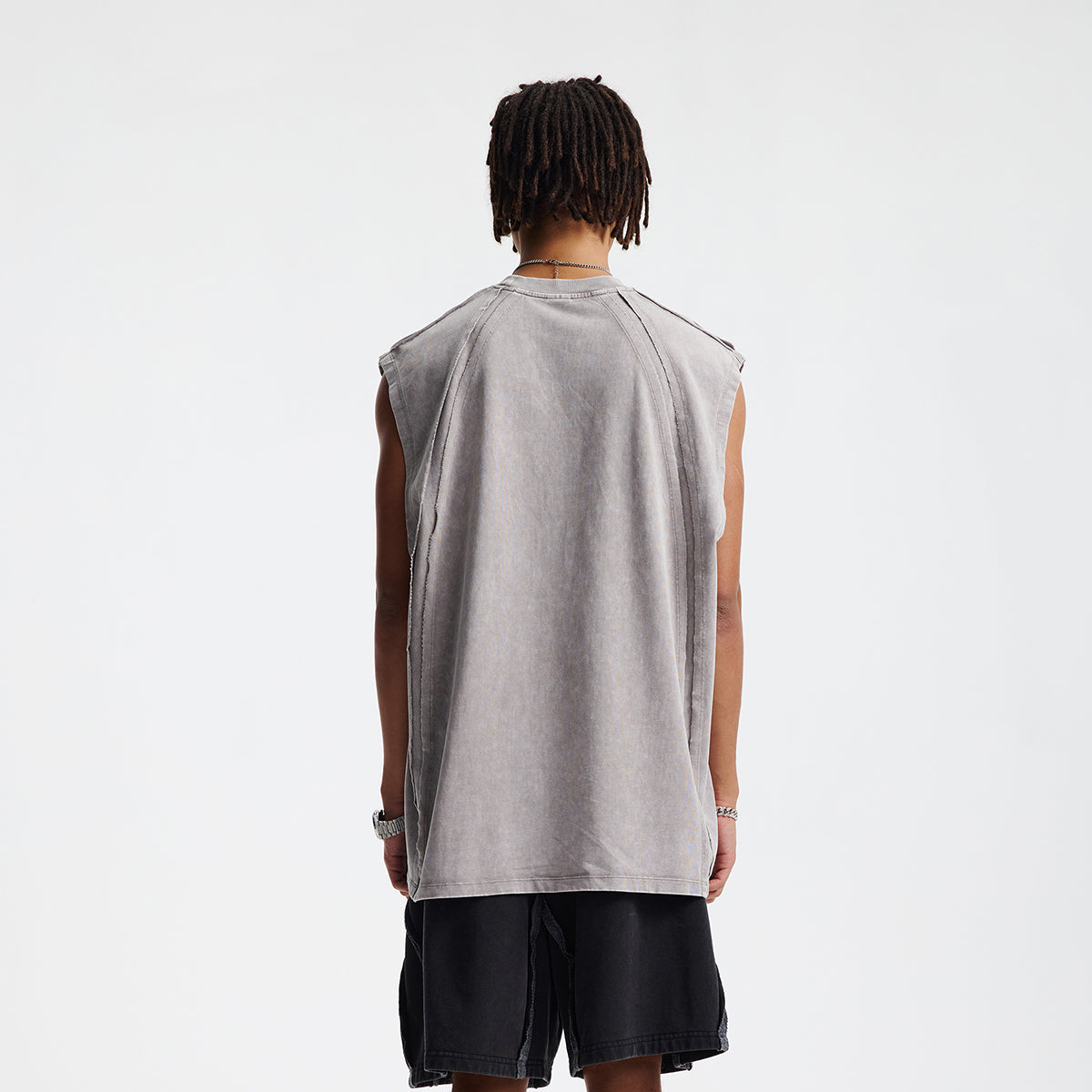 Raw Edge Patchwork Muscle Tank 275gsm