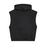 Raw Edge Sleeveless Boxy Hoodie