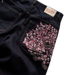 Plum Blossom Embroidery Relaxed Fit Jeans