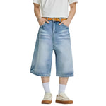 Vintage Wash Wide Leg Denim Shorts