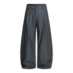 Vintage Stripe Barrel-Leg Tailored Trousers