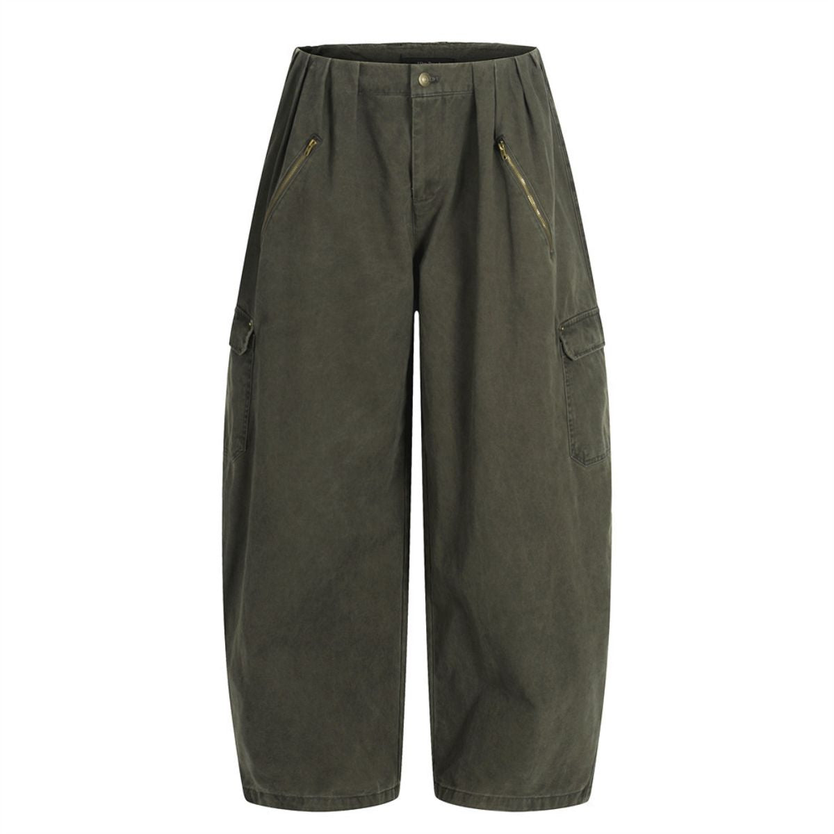 Men's Vintage Punk Cargo Pants �Wide-Leg, Zipper & Pockets