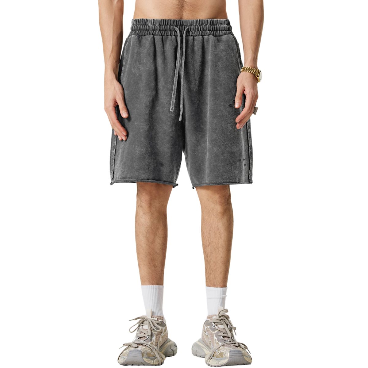 Raw Edge Destructive Short Pants