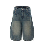 Barrel Fit Bermuda Washed Denim Shorts