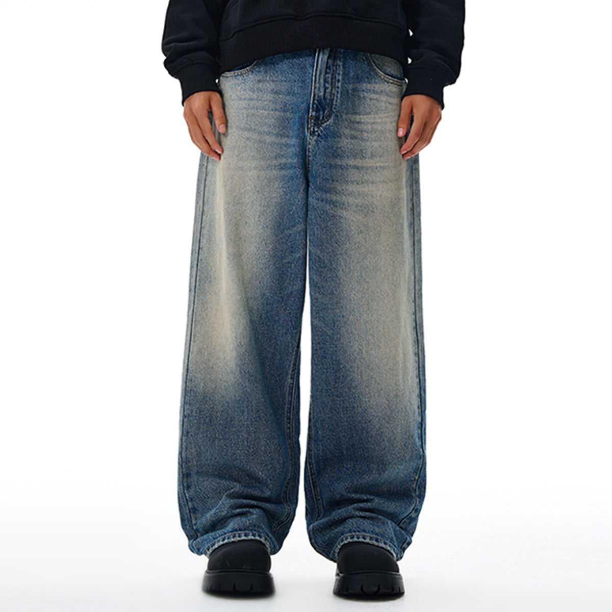 Vintage Light Wash Wide Leg High Rise Jeans