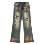 Distressed Vintage Wash Wide Leg Jeans