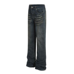 Men's Distressed Paint Splatter Denim Pants Vintage Loose Flare