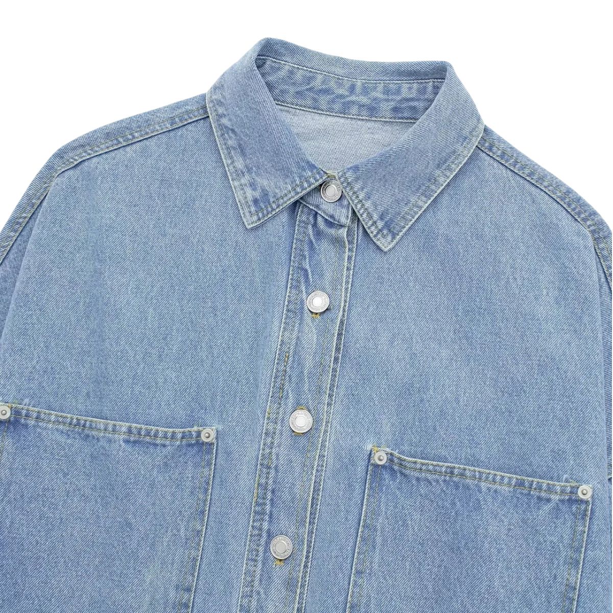 Relaxed Fit Washed Denim Shacket