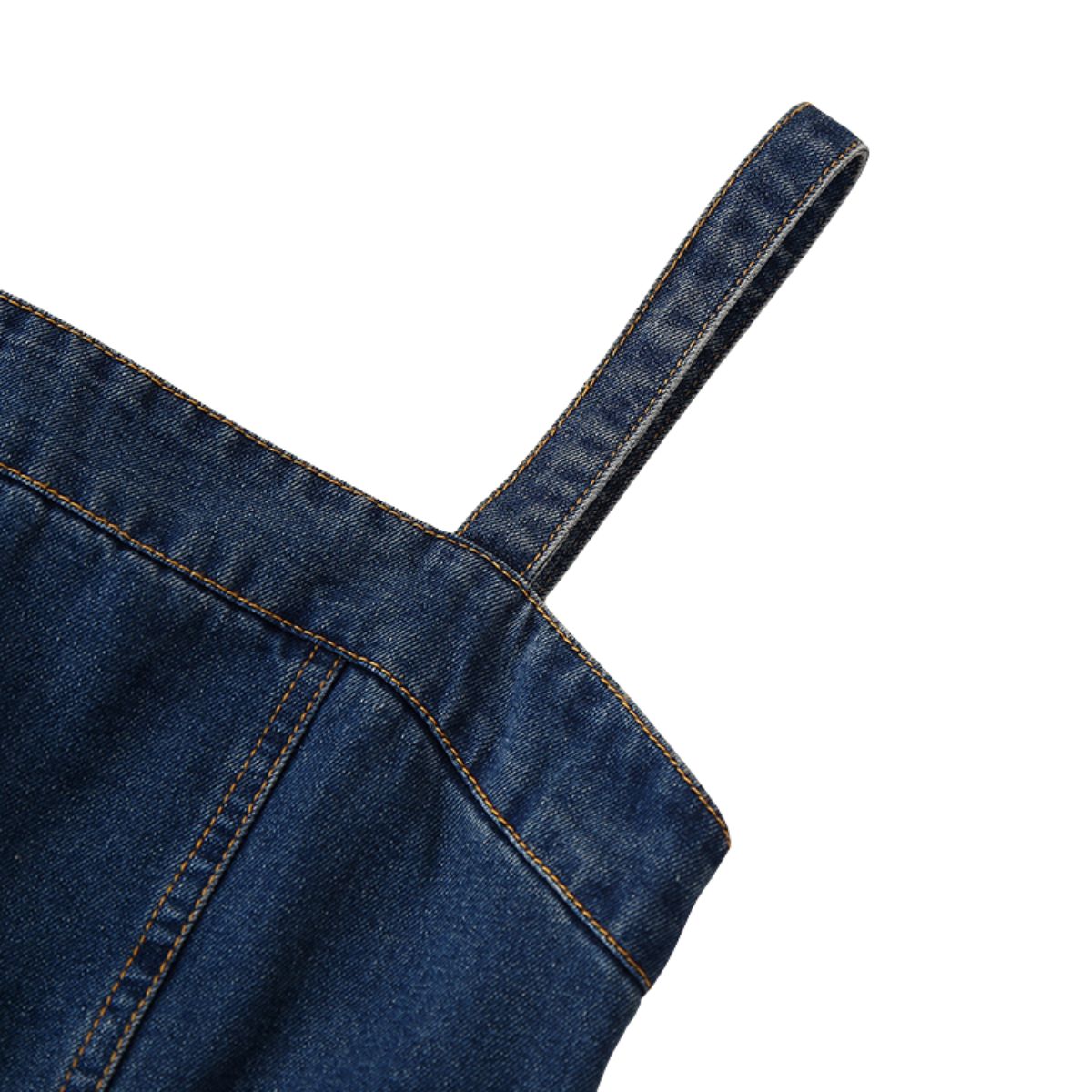 A-Line Sleeveless Denim Midi Dress