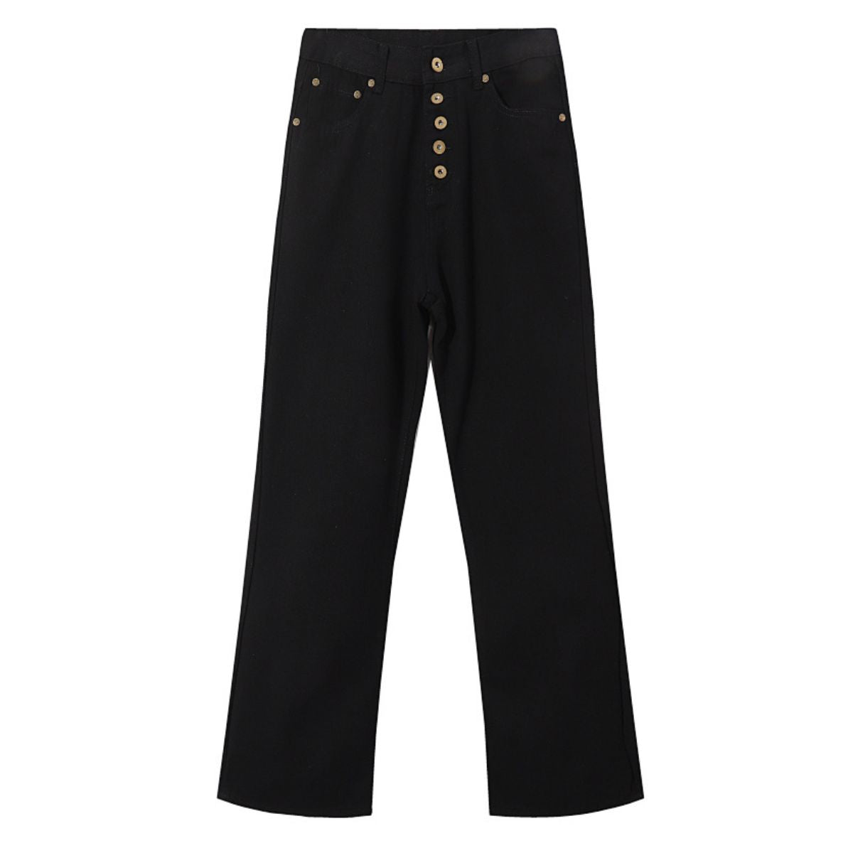 Button Fly Wide Leg Denim Jeans