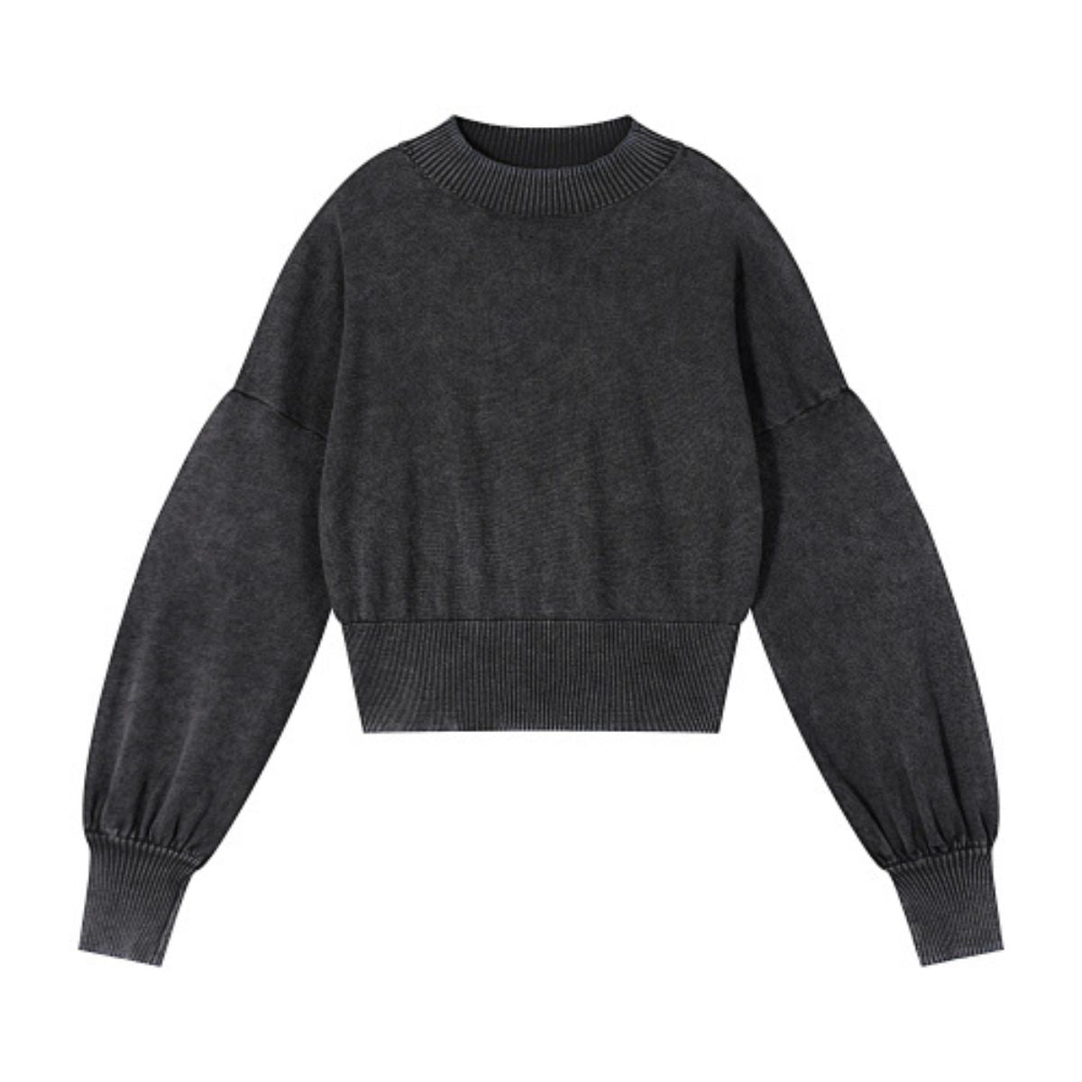 Vintage Snow Wash Cropped Cotton Knit Sweater