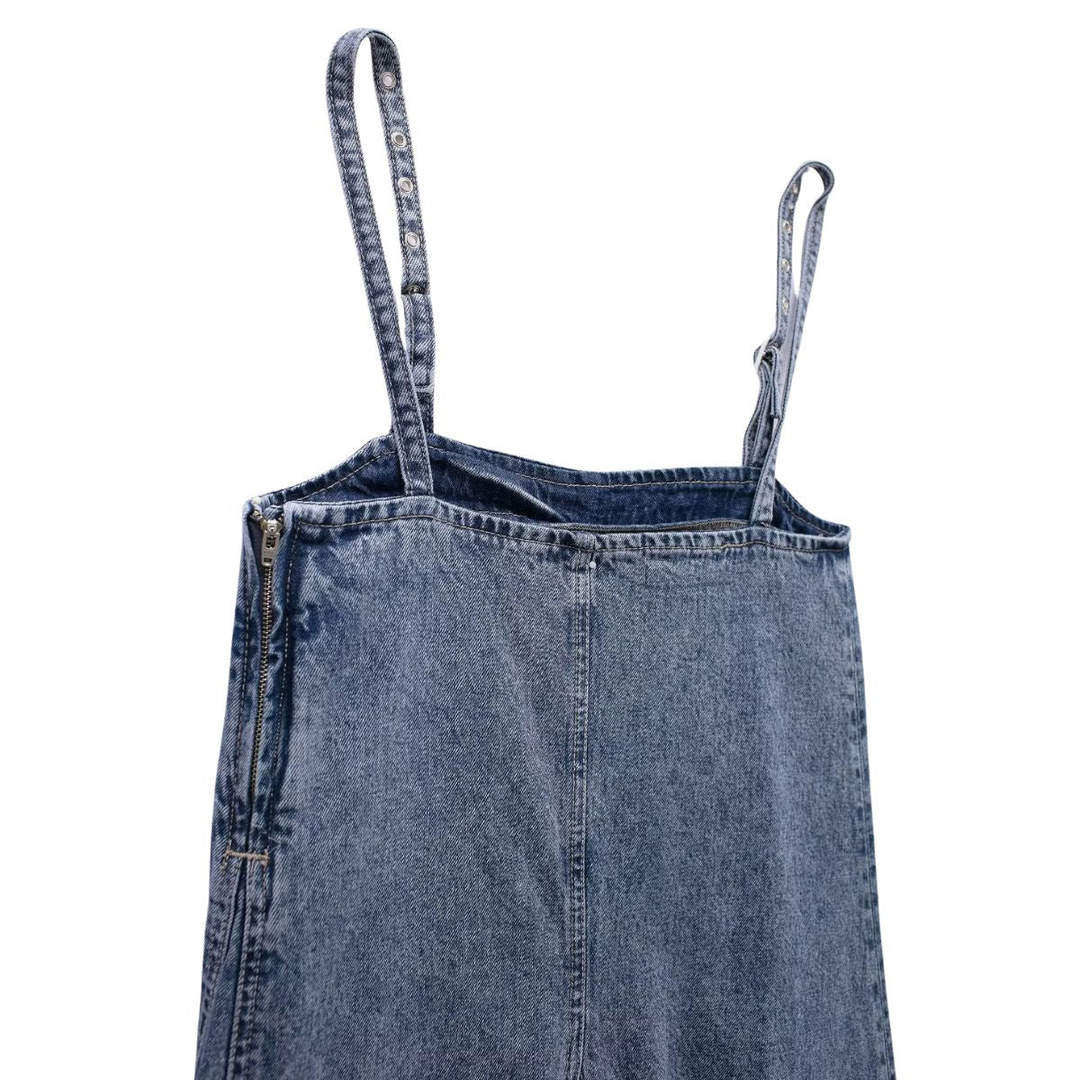 Adjustable Straps A-Line Denim Slip Dress