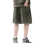 Faded Washed Loose-Fit Cotton Shorts