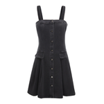 Washed Denim Button-Front Mini Dress