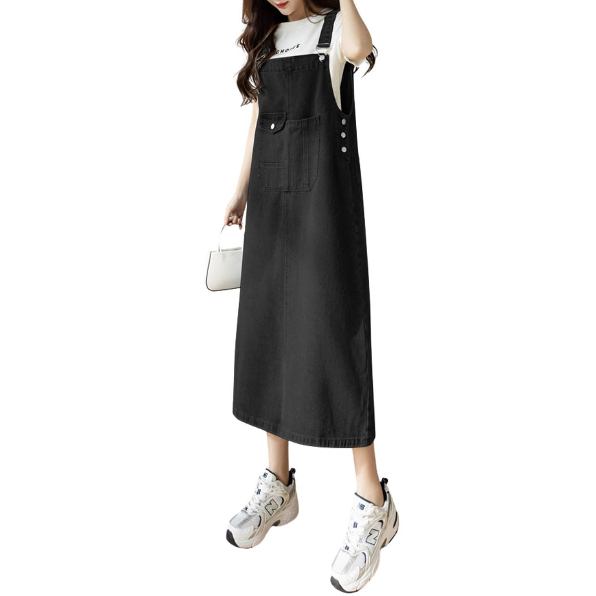 Oversized Denim Midi Slip Dress