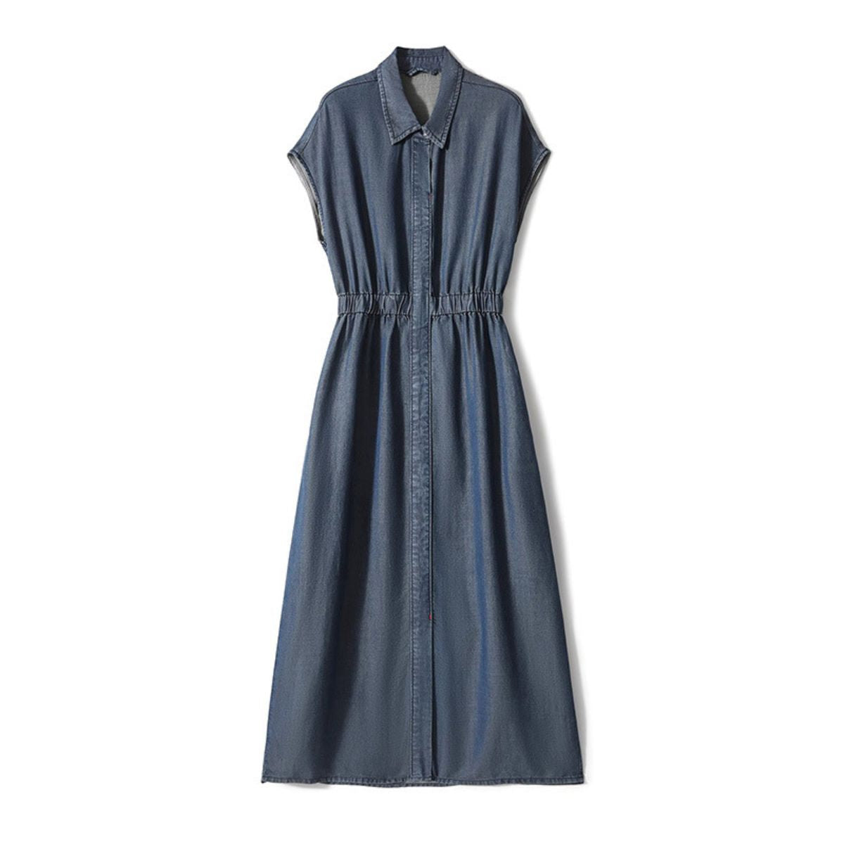 Cap Sleeve Relaxed Denim Midi Dress