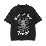 Just A Boy Stone Wash Graphic Tee-INNBLAC Fashion Apparel