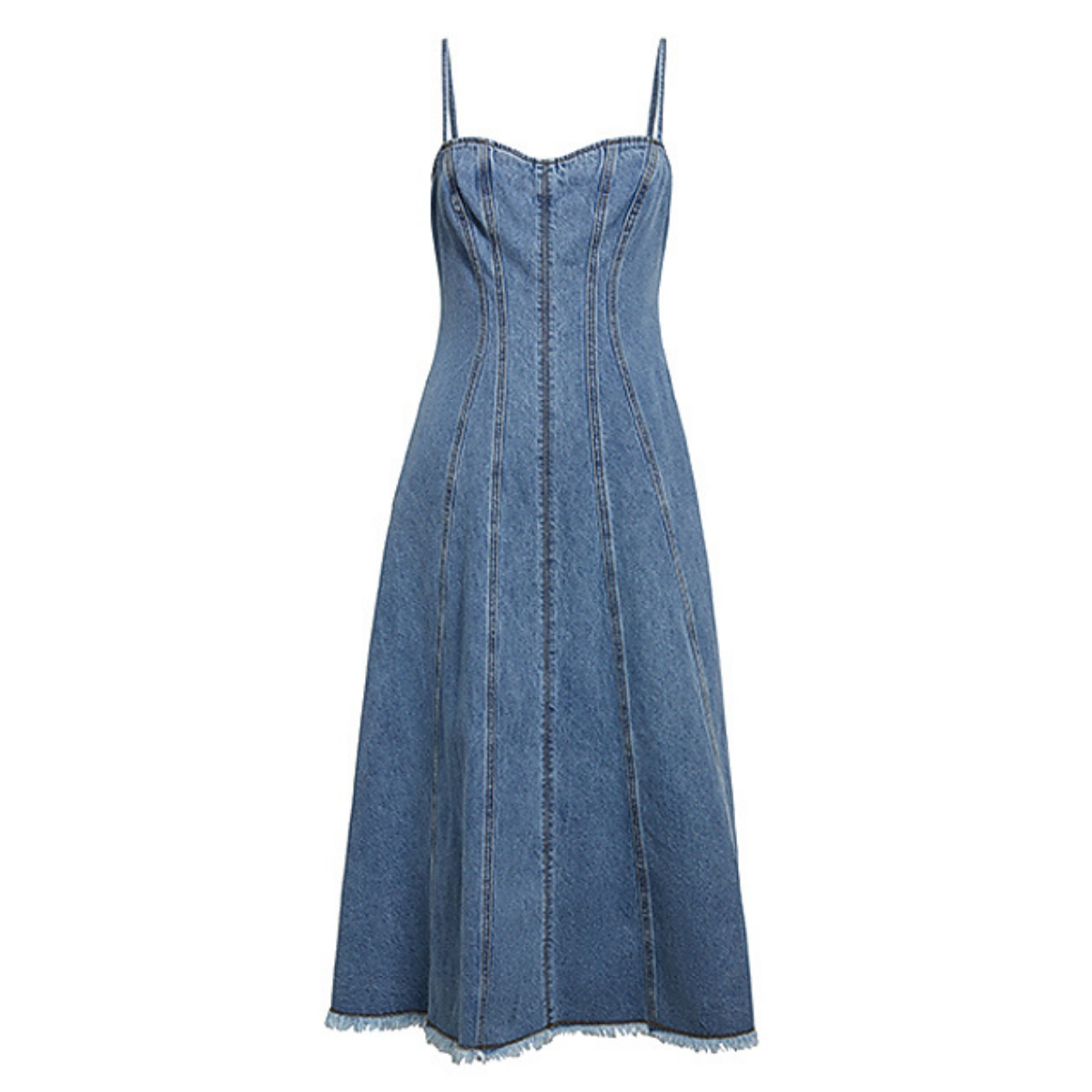 Frayed Hem Spaghetti Straps Denim Dress