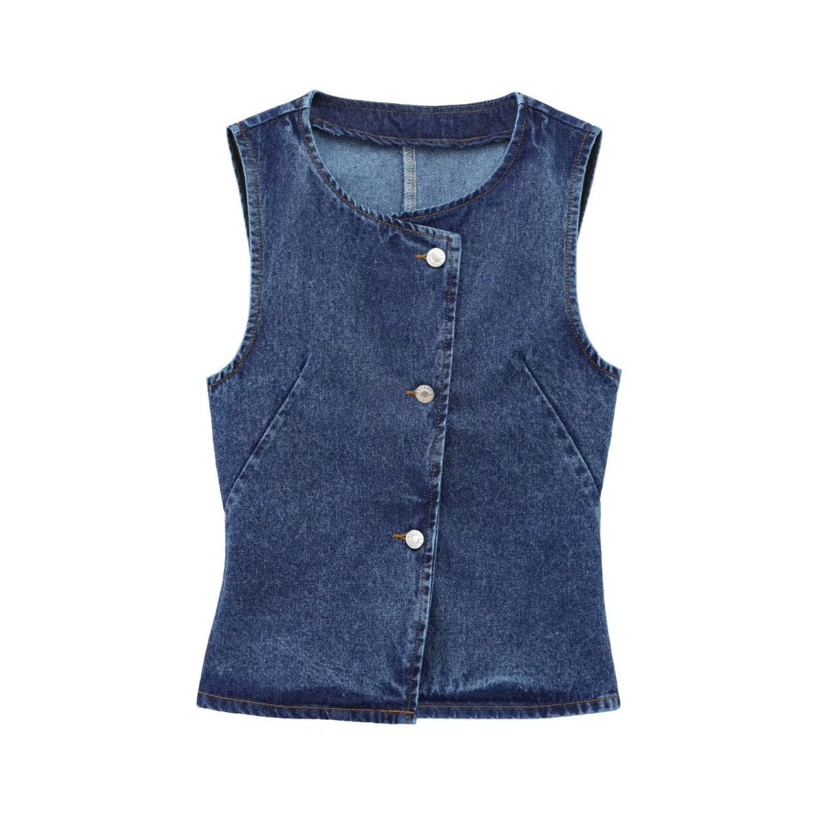 Women's Round Neck Denim Sleeveless Vest