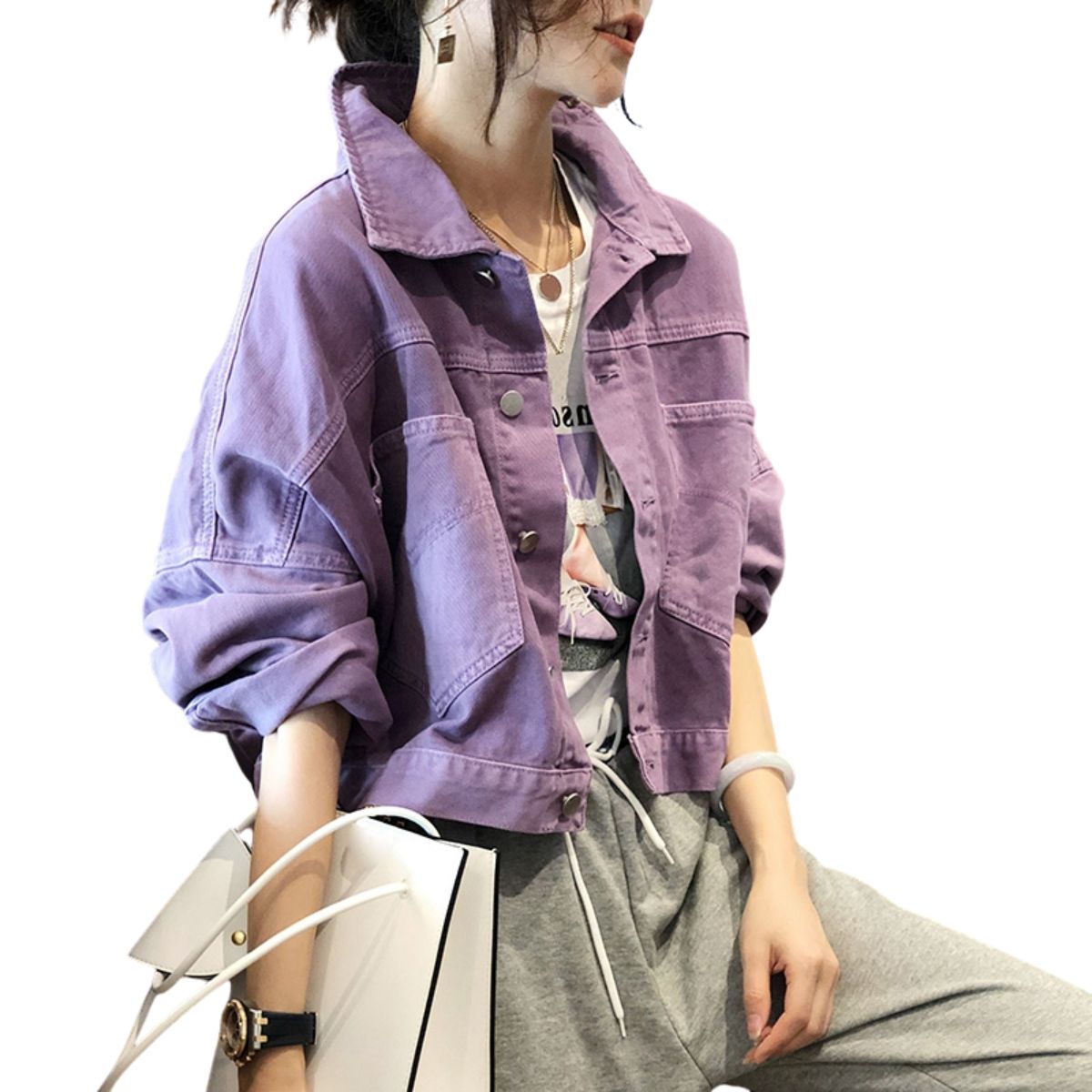 Women's Button-Up Baggy Denim Jacket