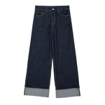 Indigo Cuffable Hem Baggy Jeans