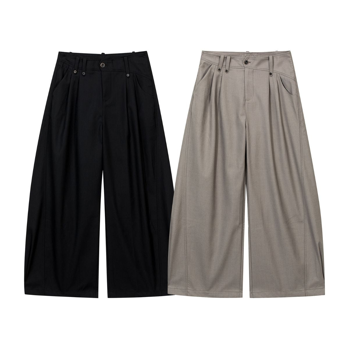 Vintage Curved Wide Leg Draped Trousers