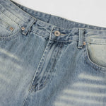 Wrinkled Light Wash Wide-Leg Jeans