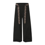 Washed Stripe Plaid Belt Relaxed Pants