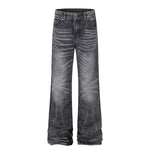 Vintage Washed Black Flared Denim Jeans