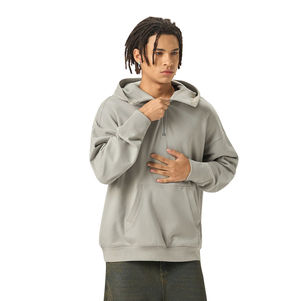 Heavyweight Half Zip-Up Oversized Hoodie