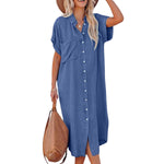 Oversized Denim Midi Shirtdress