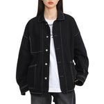 Loose Fit Denim Button-Front Jacket