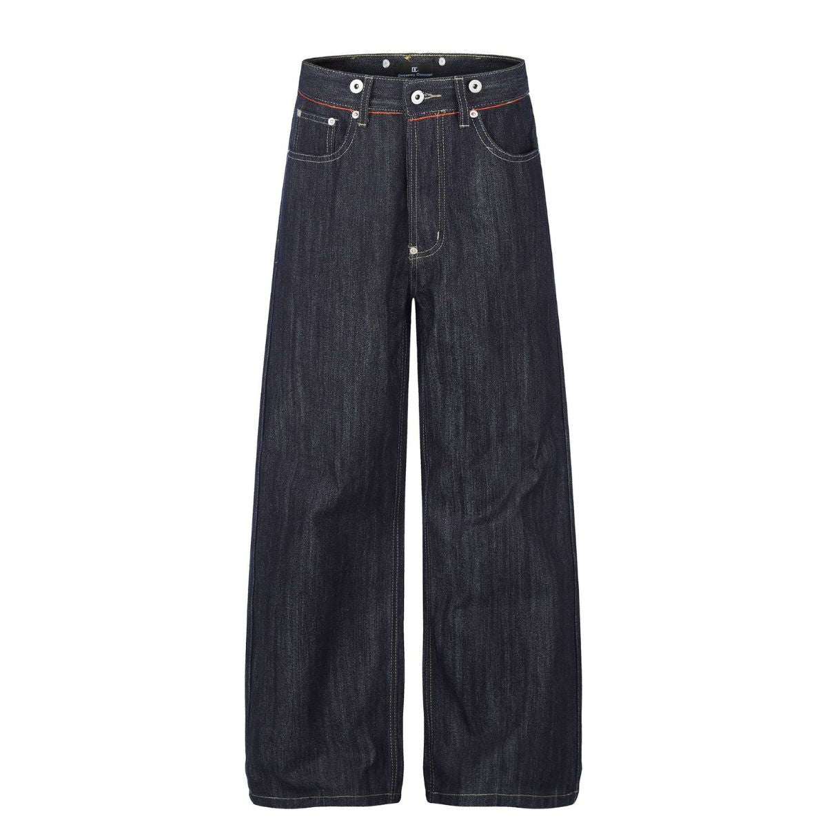 Raw Indigo Wide Leg Jeans with Metal Horsebit Detail