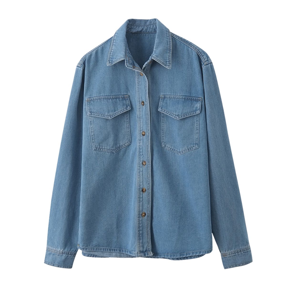 Women's Long-sleeved Casual Denim Straight Shirt