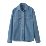 Women's Long-sleeved Casual Denim Straight Shirt