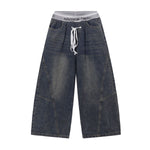 Elastic Waistband Wide Leg Denim Pants