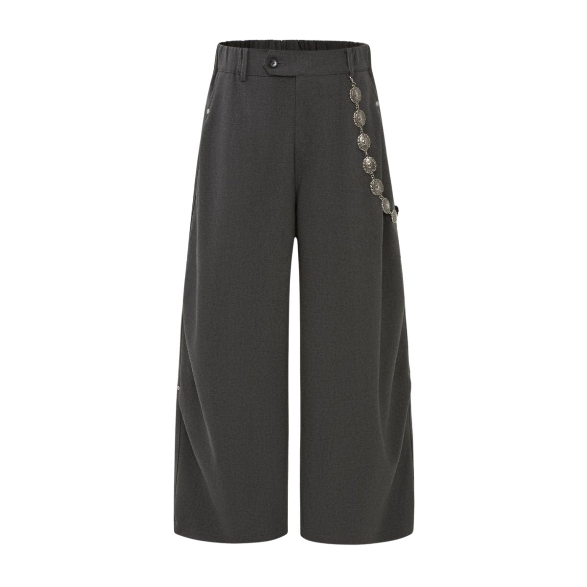 Basic Striped Metal Hook Relaxed Ins Trousers