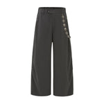 Basic Striped Metal Hook Relaxed Ins Trousers