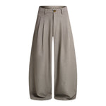 Double-Pleat Baggy Wide-Leg Trousers