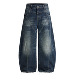 Retro Patchwork Curved Blade Denim Jeans