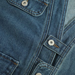 Relaxed V-Neck Denim Cargo Vest