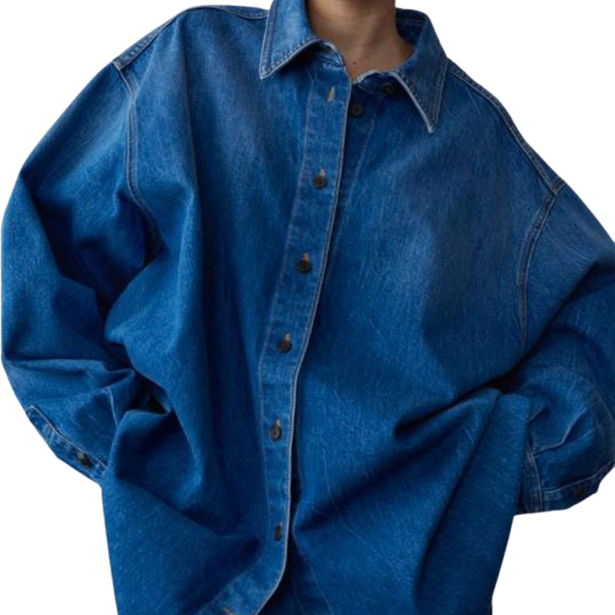 Oversized Ombr¨¦ Washed Denim Jacket