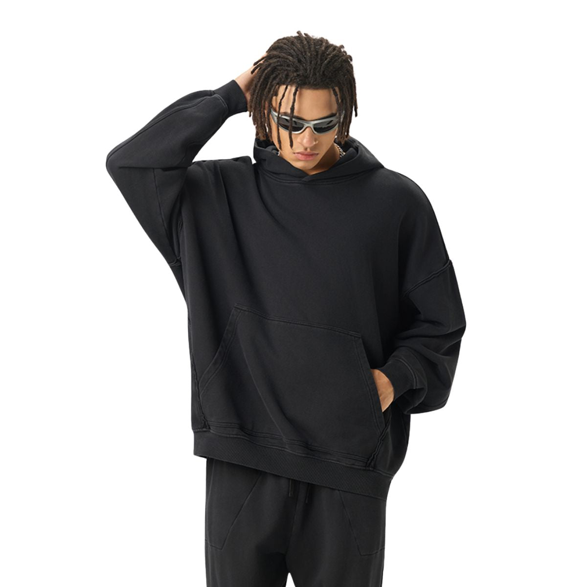 Heavyweight Washed Raw Edge Cotton Hoodie