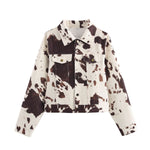 Cow Printed Relaxed Denim Jacket