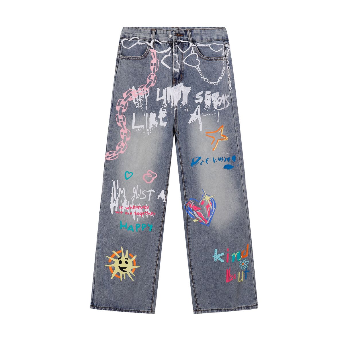 Streetwear Graffiti Printed Baggy Jeans