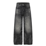 Vintage Washed Wide Leg Lightning Whisker Jeans